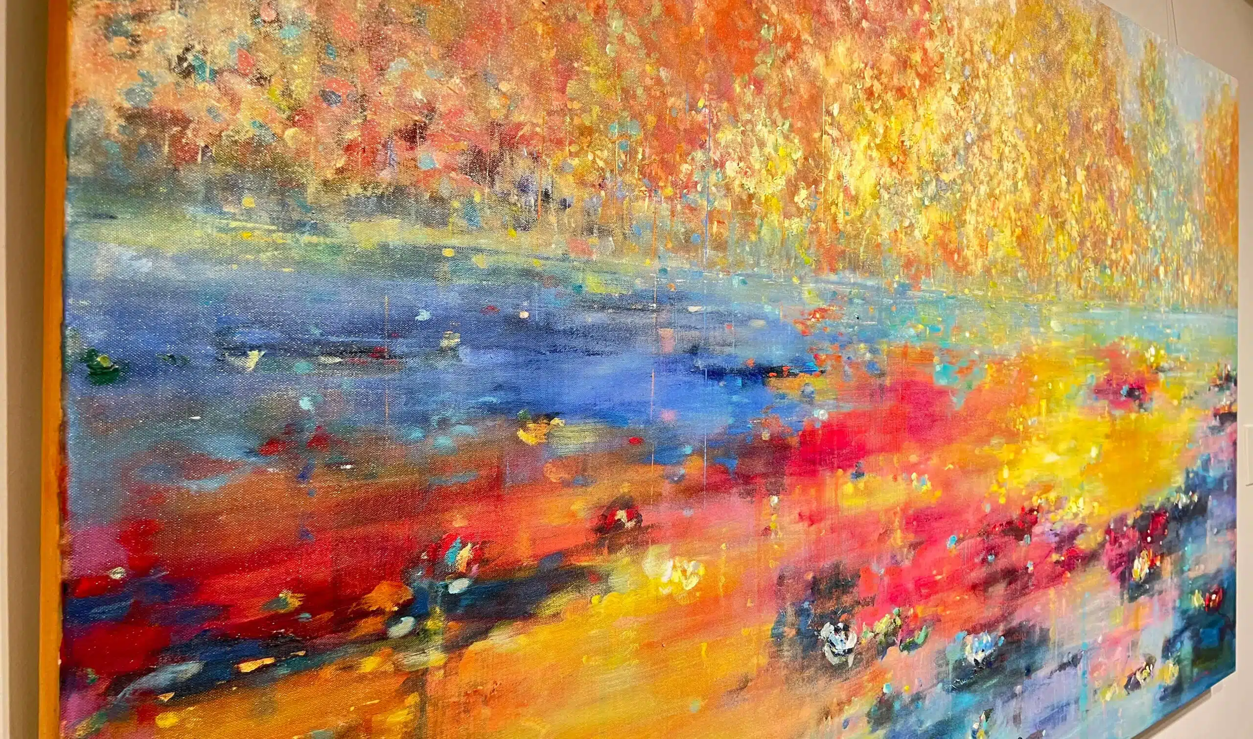 Pastel Waters ll – original acrylic on canvas by Fiona Hoop, 40″ × 70″