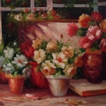 Hernandes Yang Pots of Flowers still life 24x36