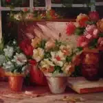 Hernandes Yang Pots of Flowers still life 24x36
