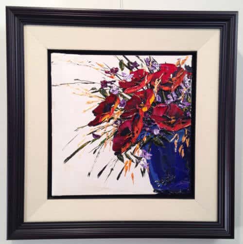 Flower Pot 4 mini – original acrylic on canvas by Maya Eventov, 12″ × 12″
