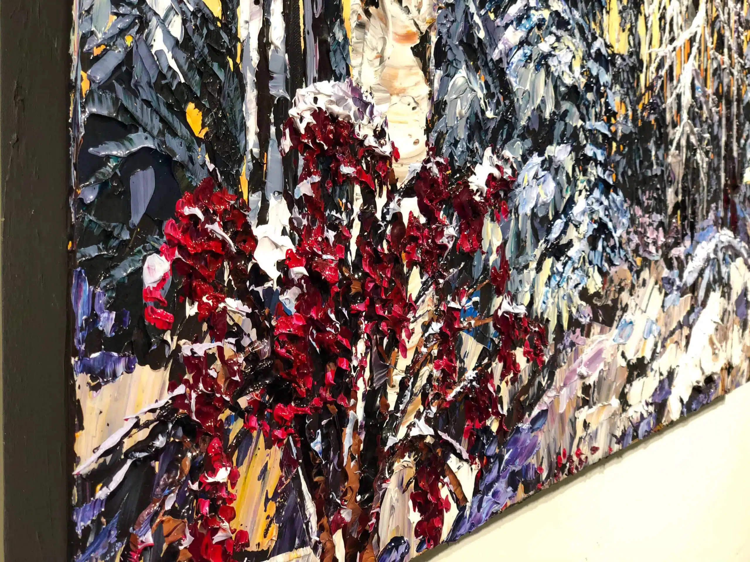 Birch Winter Forest h – original acrylic on canvas by Maya Eventov, 30″ × 40″