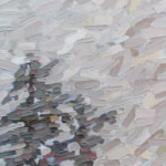 Foggy Tree Tops – original oil on canvas by David Grieve, 36″ × 12″