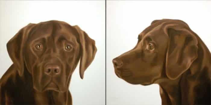 Gretta Gibney Mug Shots Chocolate Lab Pair 24x24