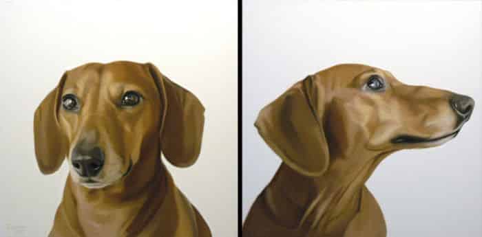 Gretta Gibney Mug Shots Dachshund Pair 24x24