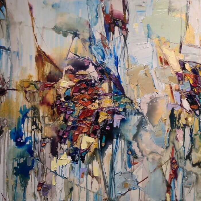 Abstract II – original acrylic on canvas by Maya Eventov, 40″ × 60″