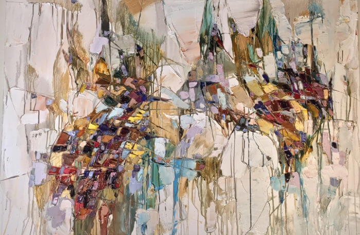 Abstract II – original acrylic on canvas by Maya Eventov, 40″ × 60″