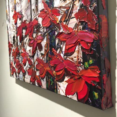 Night Birch 2 – original acrylic on canvas by Maya Eventov, 36″ × 36″