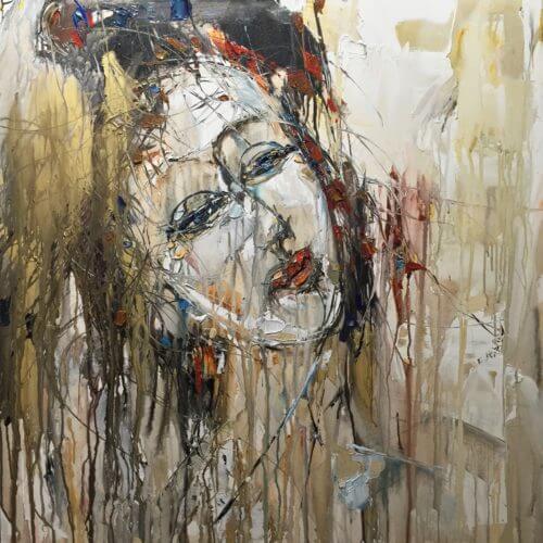 Abstract Figure 2 40×40 SOLD – original acrylic on canvas by Maya Eventov, 40″ × 40″