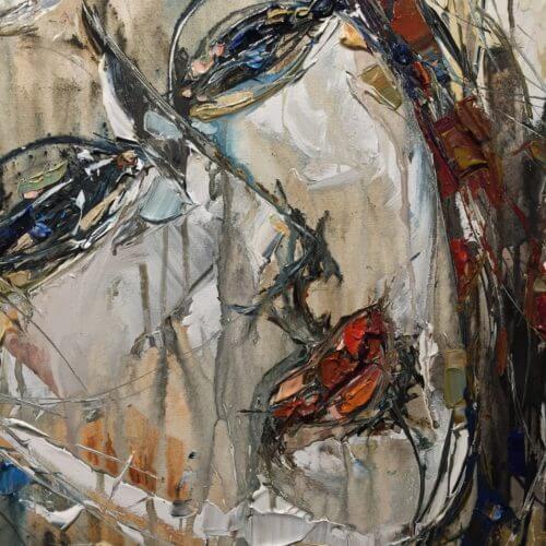 Abstract Figure 2 40×40 SOLD – original acrylic on canvas by Maya Eventov, 40″ × 40″