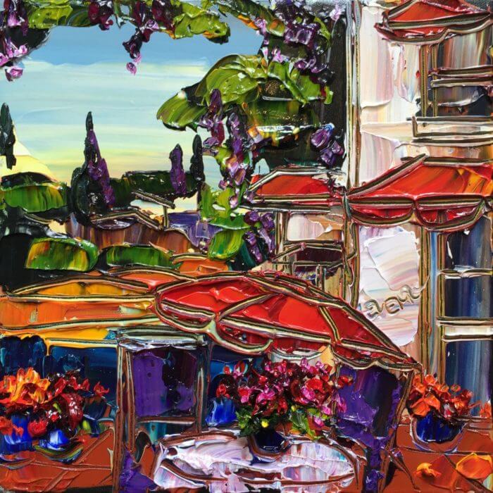 Tuscany Sunny Day E – original acrylic on canvas by Maya Eventov, 12″ × 12″