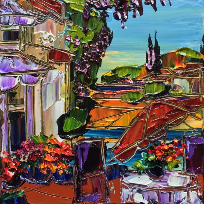 Tuscany Sunny Day G – original acrylic on canvas by Maya Eventov, 12″ × 12″