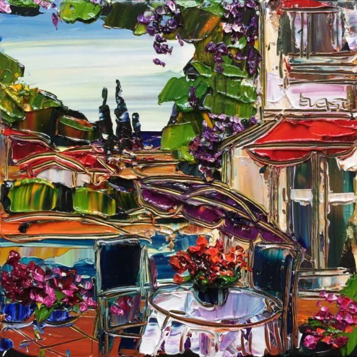 Tuscany Sunny Day I – original acrylic on canvas by Maya Eventov, 12″ × 12″