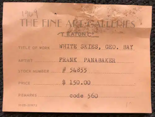 Frank Panabaker White Skies Georgian Bay 12x16 Info