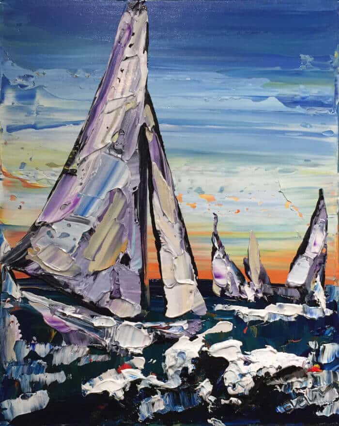Sailing B – original acrylic on canvas by Maya Eventov, 20″ × 16″
