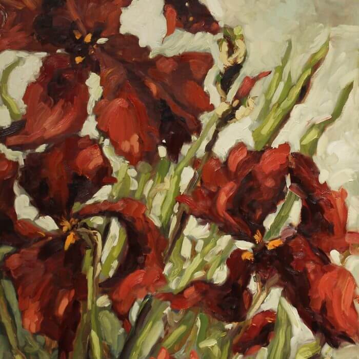 Ann Willsie Maroon Irises 36x24