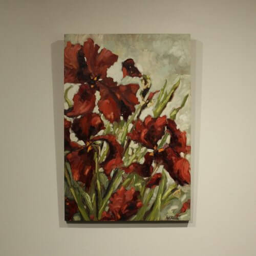 Ann Willsie Maroon Irises 36x24 D1