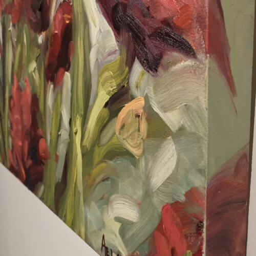 Ann Willsie Maroon Irises 36x24 D2