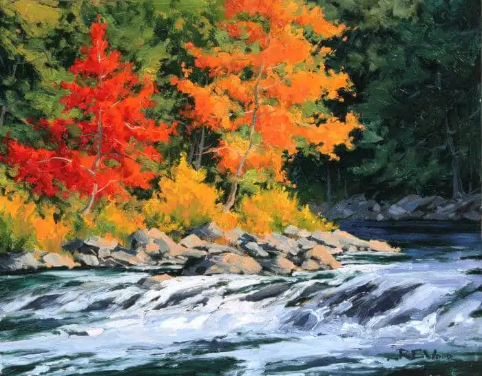 Robert E Wood Autumn Bend Oxtounge River Algonquin 11x14
