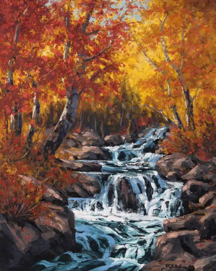 Robert E Wood Autumn Cascade 28x22