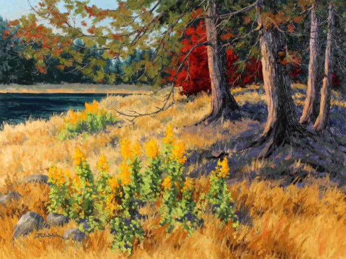 Robert E Wood Autumn Flowers Jake Lake 30x40
