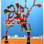 The Joshua Sisters – original reclaimed aluminum by Dave Hind, 47″ × 43″