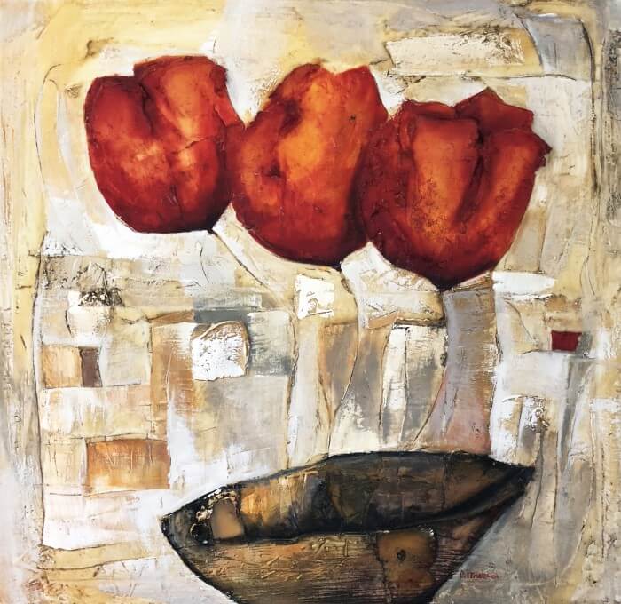 Peter Markov Abstract Red Tulips II 36x36