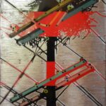 Power Perch – original reclaimed aluminum by Dave Hind, 25″ × 18″