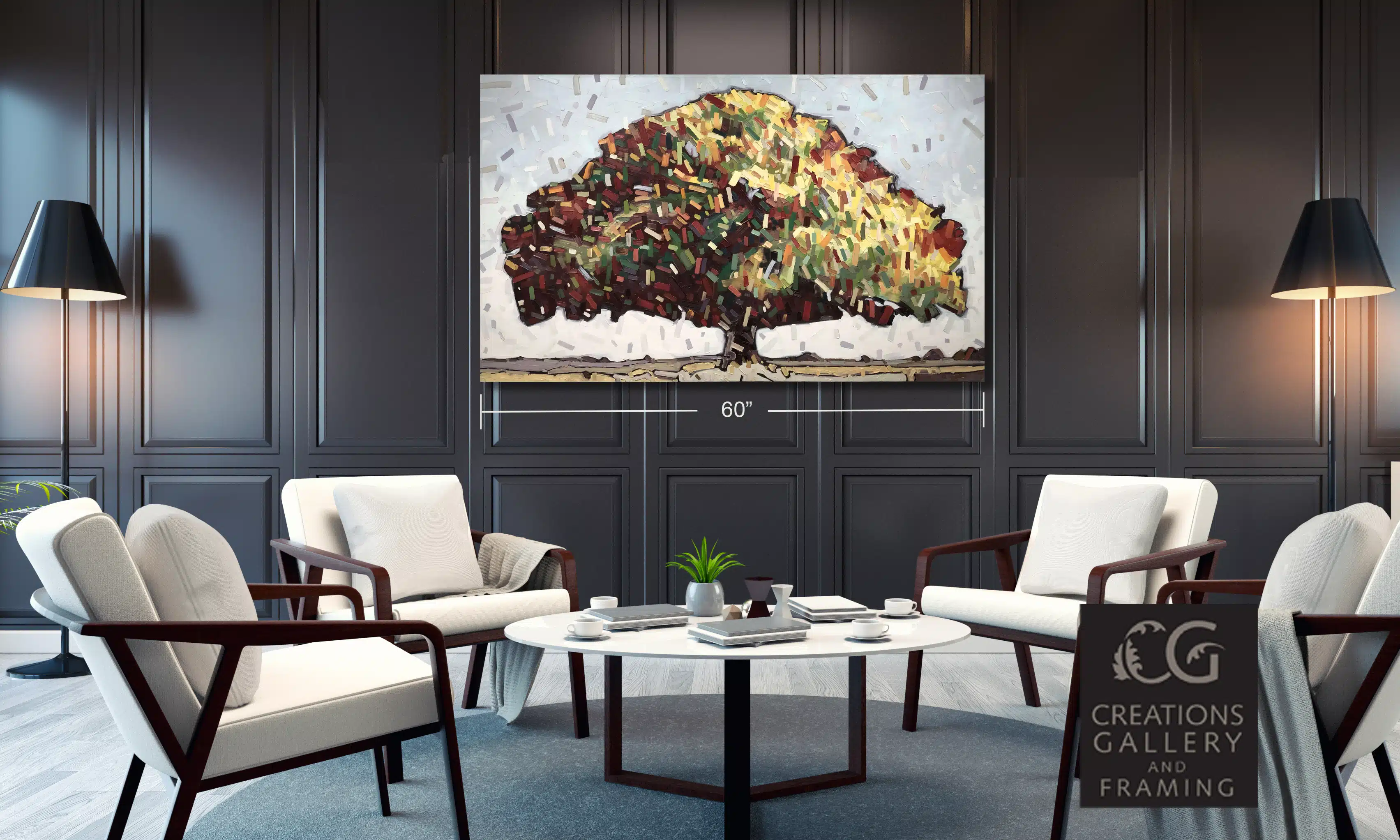 Symme Tree 5 – original oil on canvas by David Grieve, 36″ × 60″