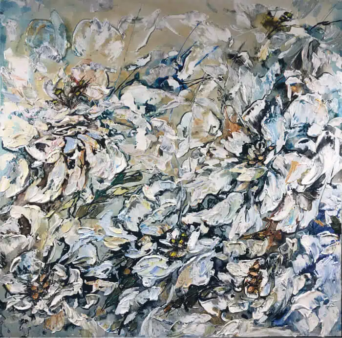 Maya Eventov Abstract White Floral 40x40