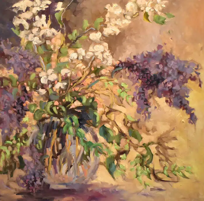 Ann Willsie Lilacs and Apple Blossoms 24x24