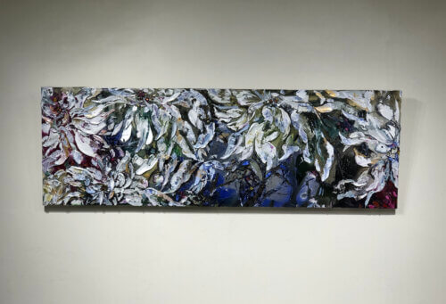 Abstract Floral – original acrylic on canvas by Maya Eventov, 20″ × 60″