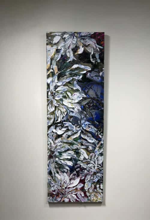 Abstract Floral – original acrylic on canvas by Maya Eventov, 20″ × 60″