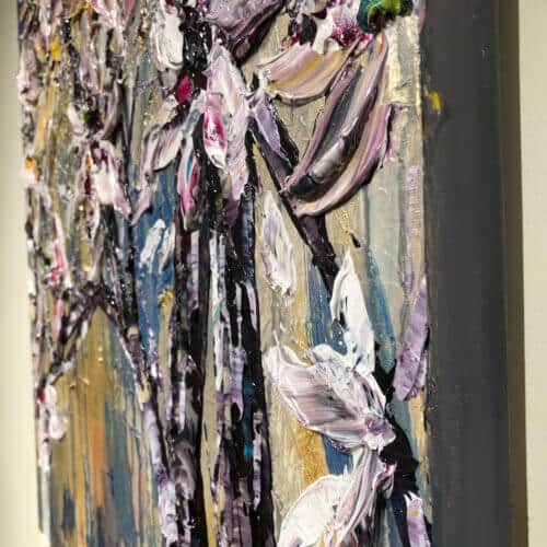 Abstract Magnolia – original acrylic on canvas by Maya Eventov, 24″ × 24″