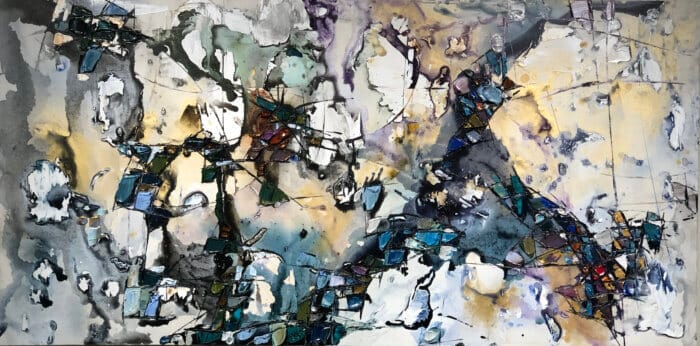 Abstract 3 – original acrylic on canvas by Maya Eventov, 30″ × 60″