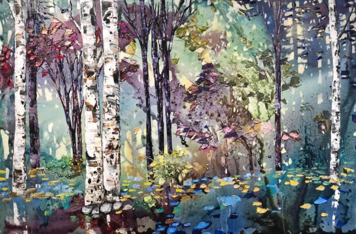 Spectrum Abstract Landscape – original acrylic on canvas by Maya Eventov, 40″ × 60″