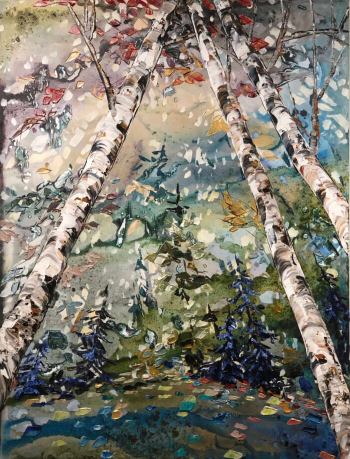 Spectrum Abstract Landscape – original acrylic on canvas by Maya Eventov, 48″ × 36″