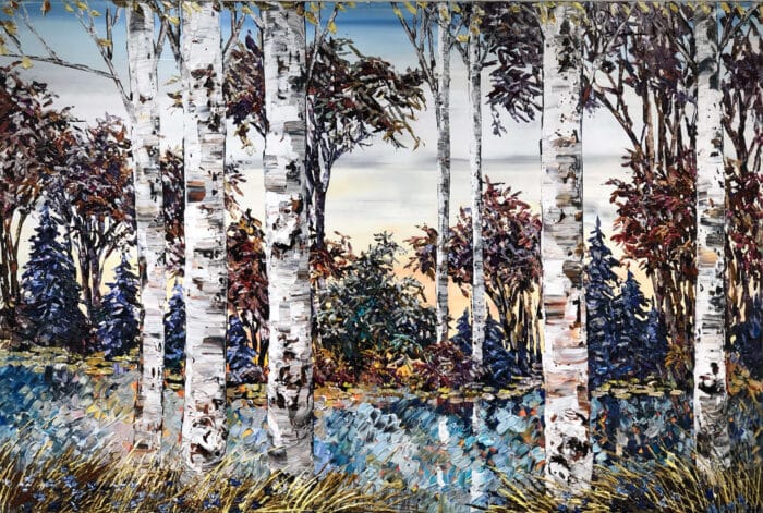 Birch New Day 1 – original acrylic on canvas by Maya Eventov, 40″ × 60″