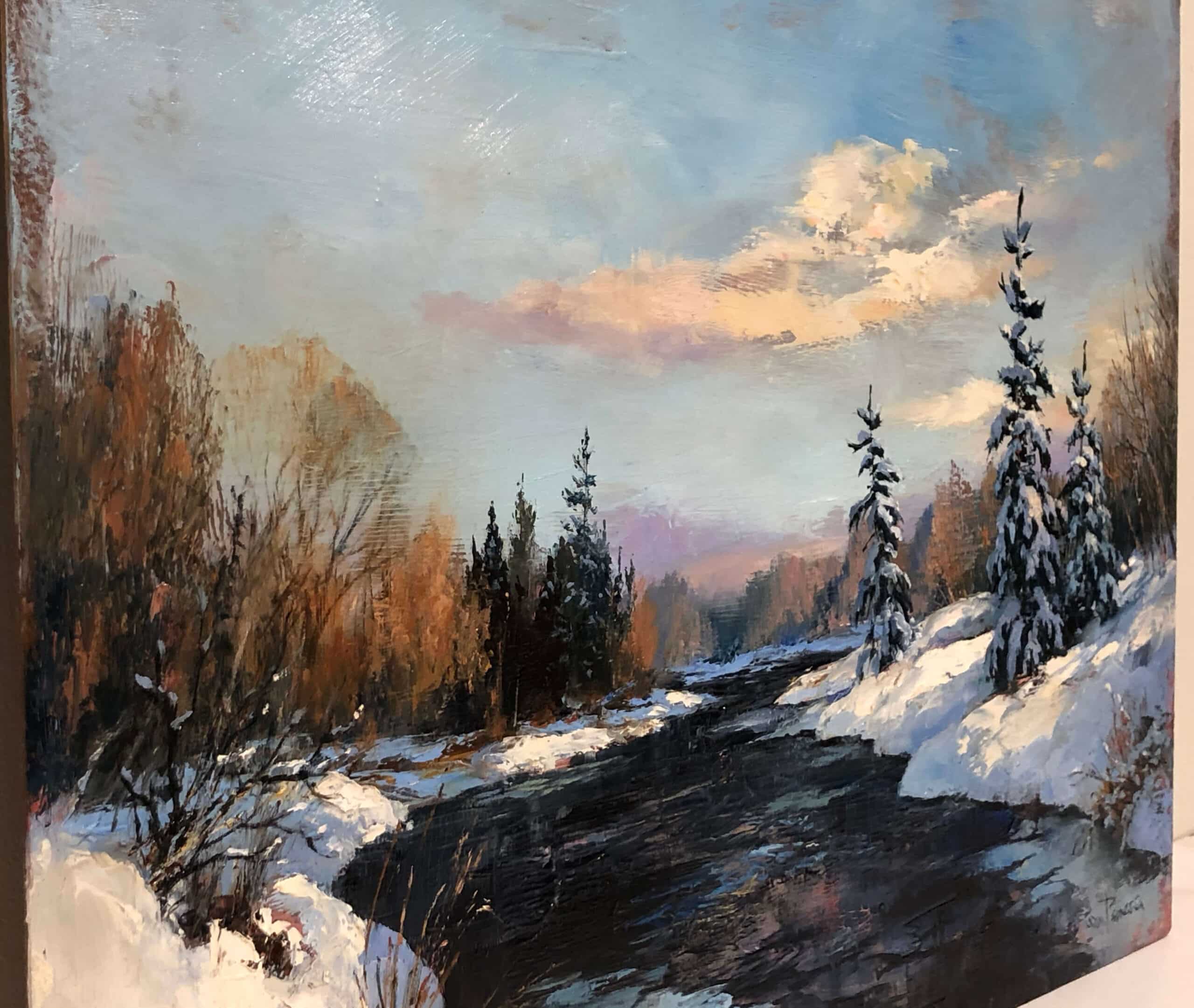 Lovely Winters Day – original oil on panel by Sam Paonessa, 18″ × 24″