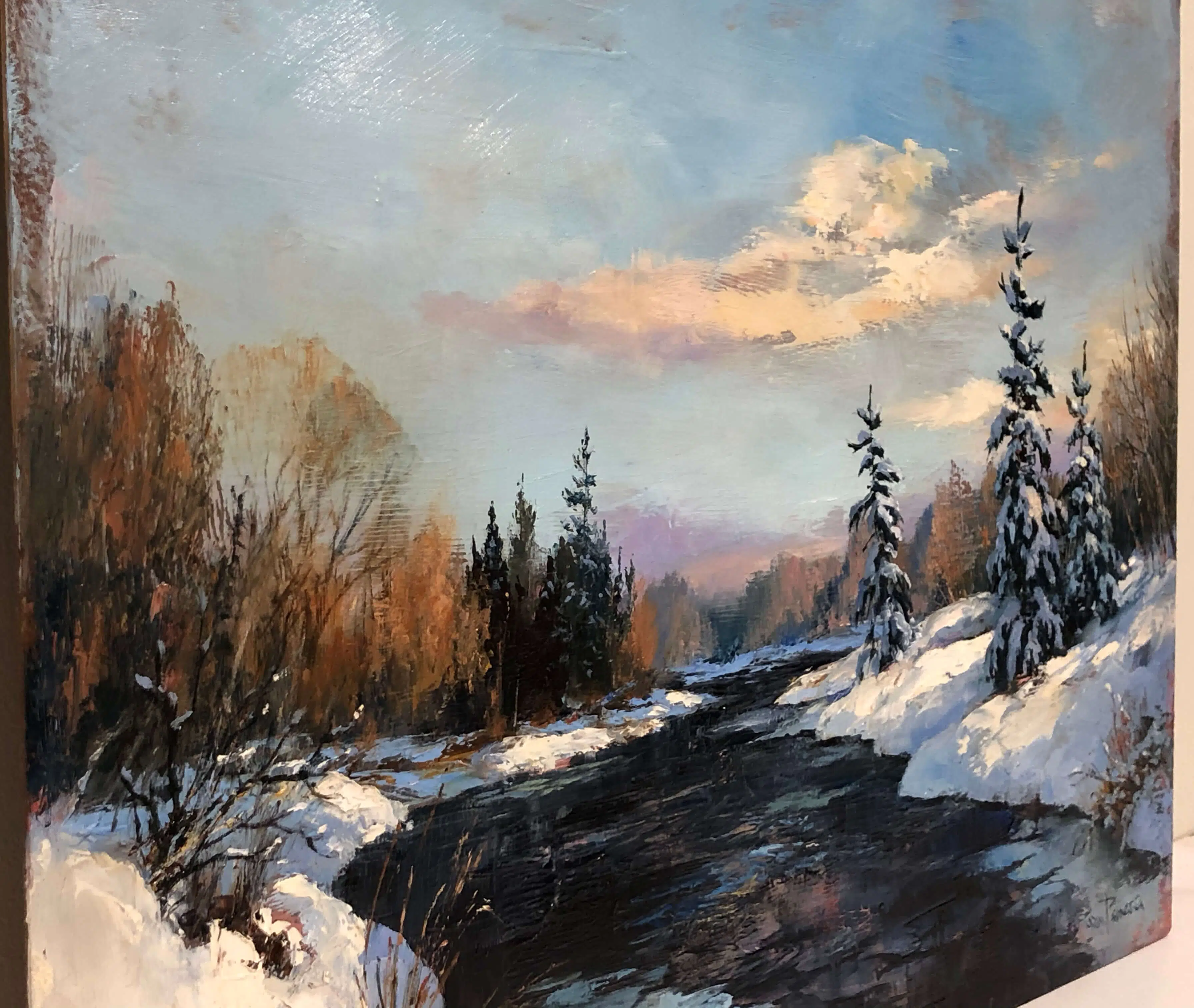 Lovely Winters Day – original oil on panel by Sam Paonessa, 18″ × 24″