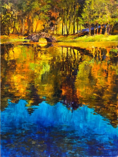 Reflection at Mount Mary – original oil on panel by Sam Paonessa, 40″ × 30″