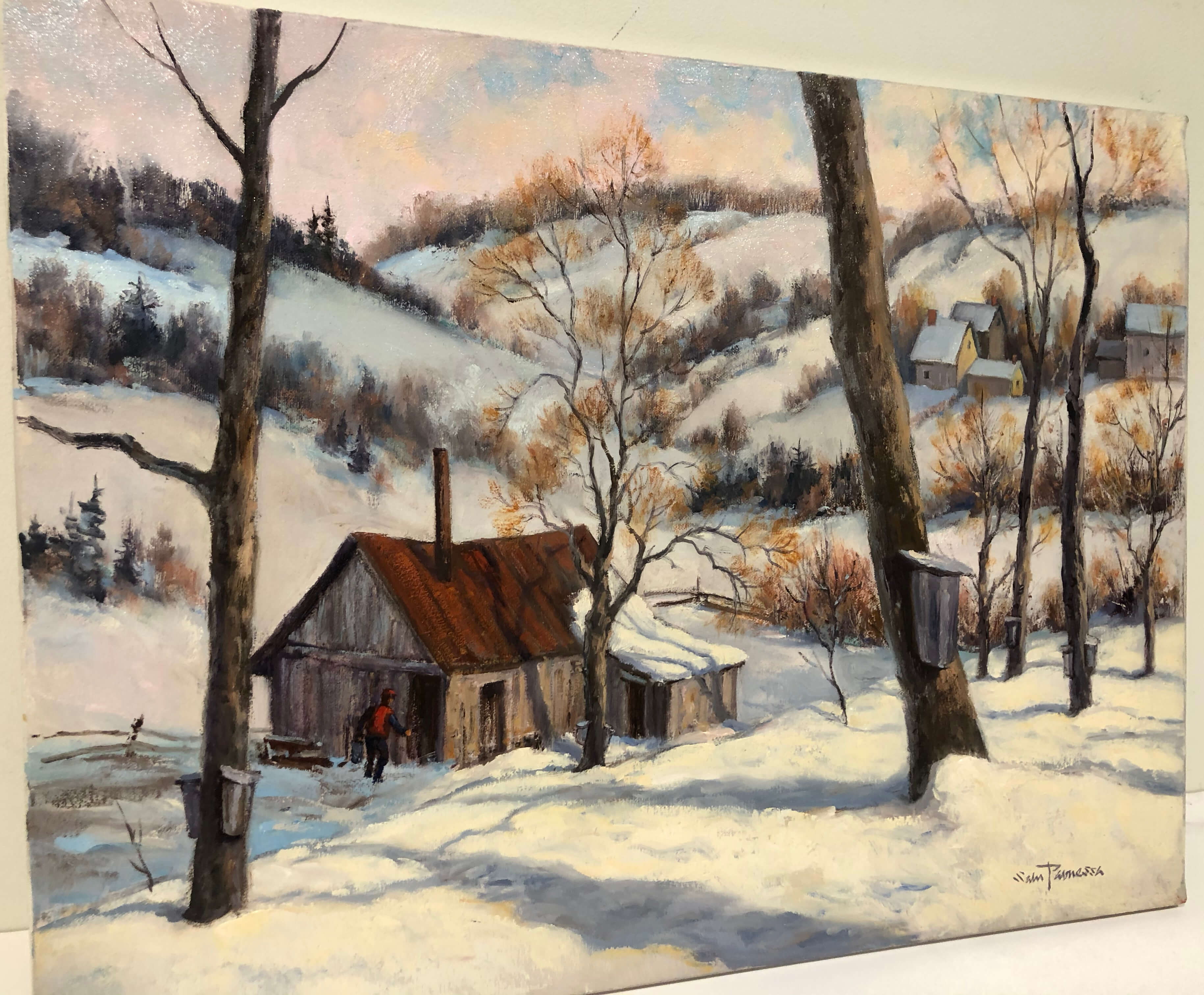 Sugaring Time – original oil on canvas by Sam Paonessa, 18″ × 24″