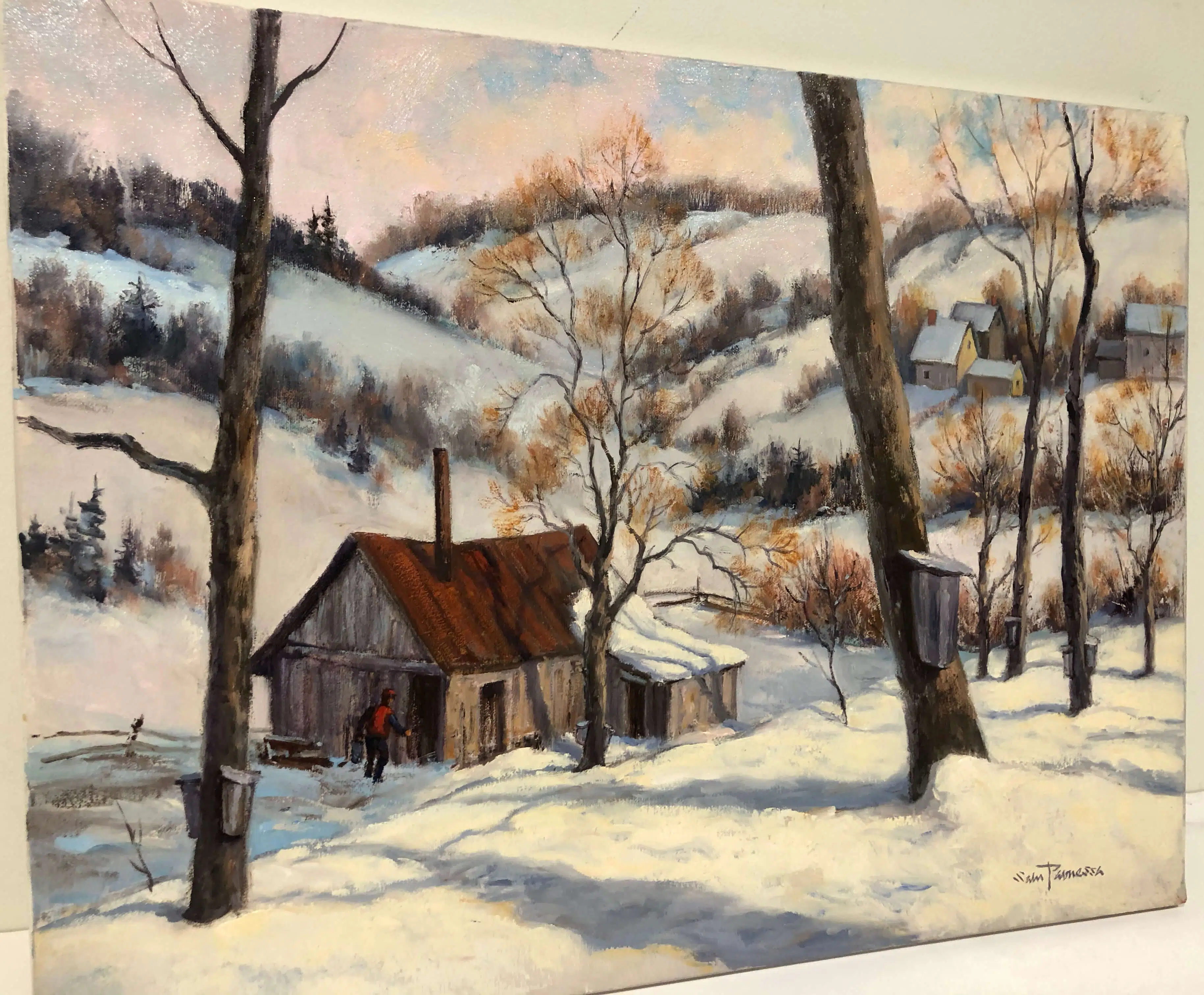 Sugaring Time – original oil on canvas by Sam Paonessa, 18″ × 24″