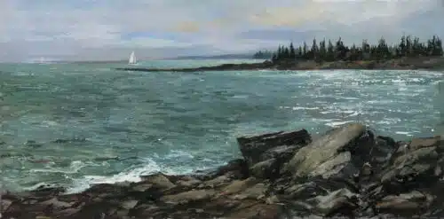 Summer Sparkle – original acrylic on tile by Sam Paonessa, 12″ × 24″