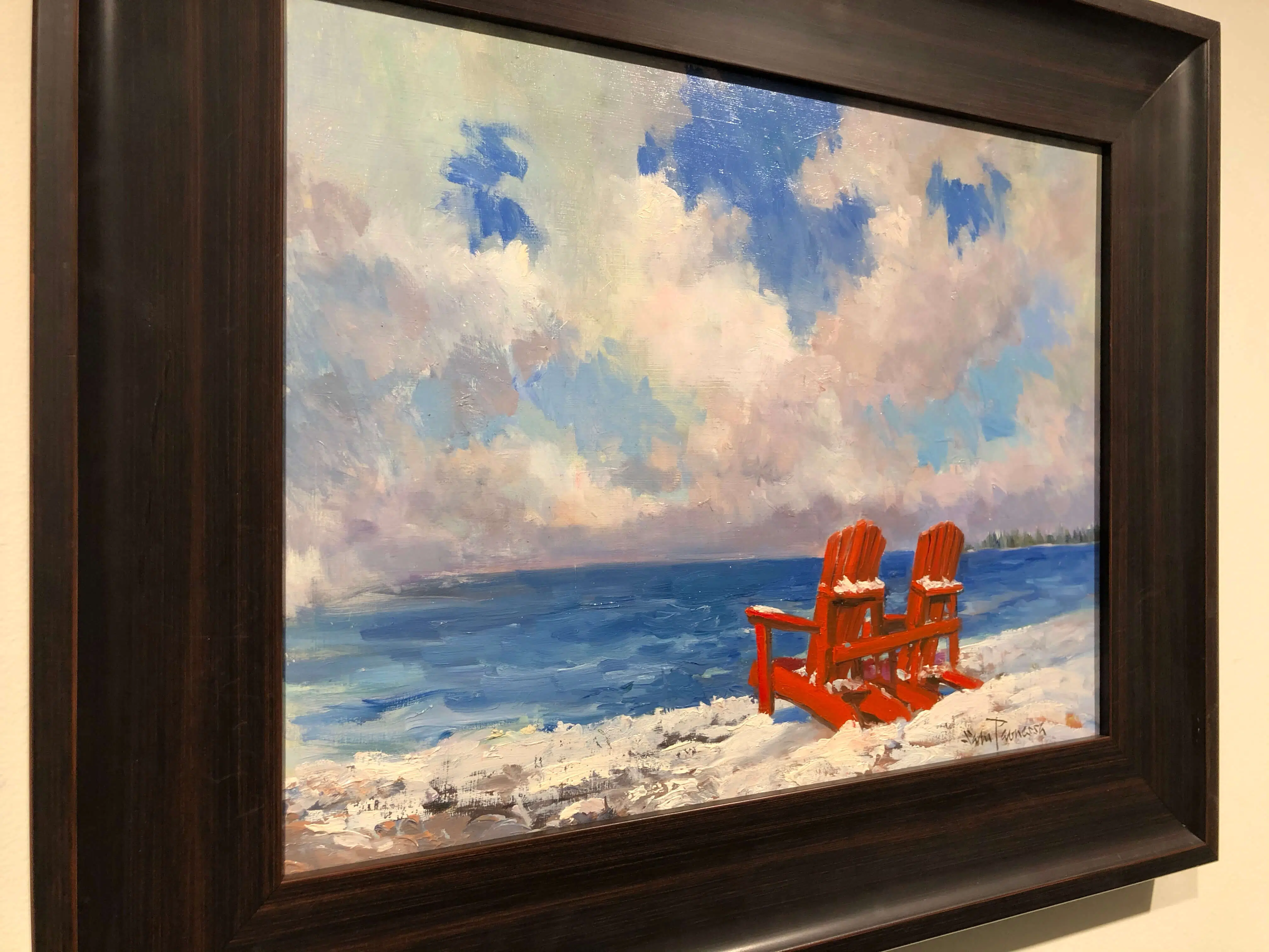 Canadian Christmas – original oil on panel by Sam Paonessa, 12″ × 16″