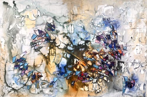 Abstract 7 – original acrylic on canvas by Maya Eventov, 40″ × 60″