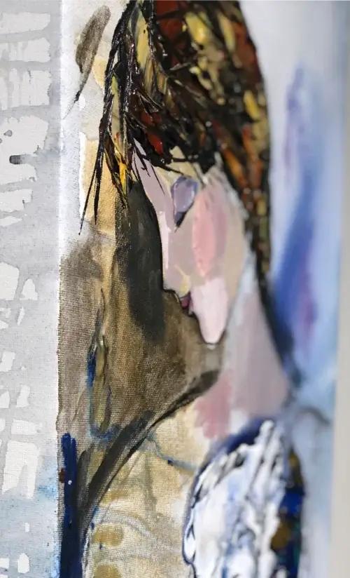 Ballerina 1 40×12 R – original acrylic on canvas by Maya Eventov, 40″ × 12″