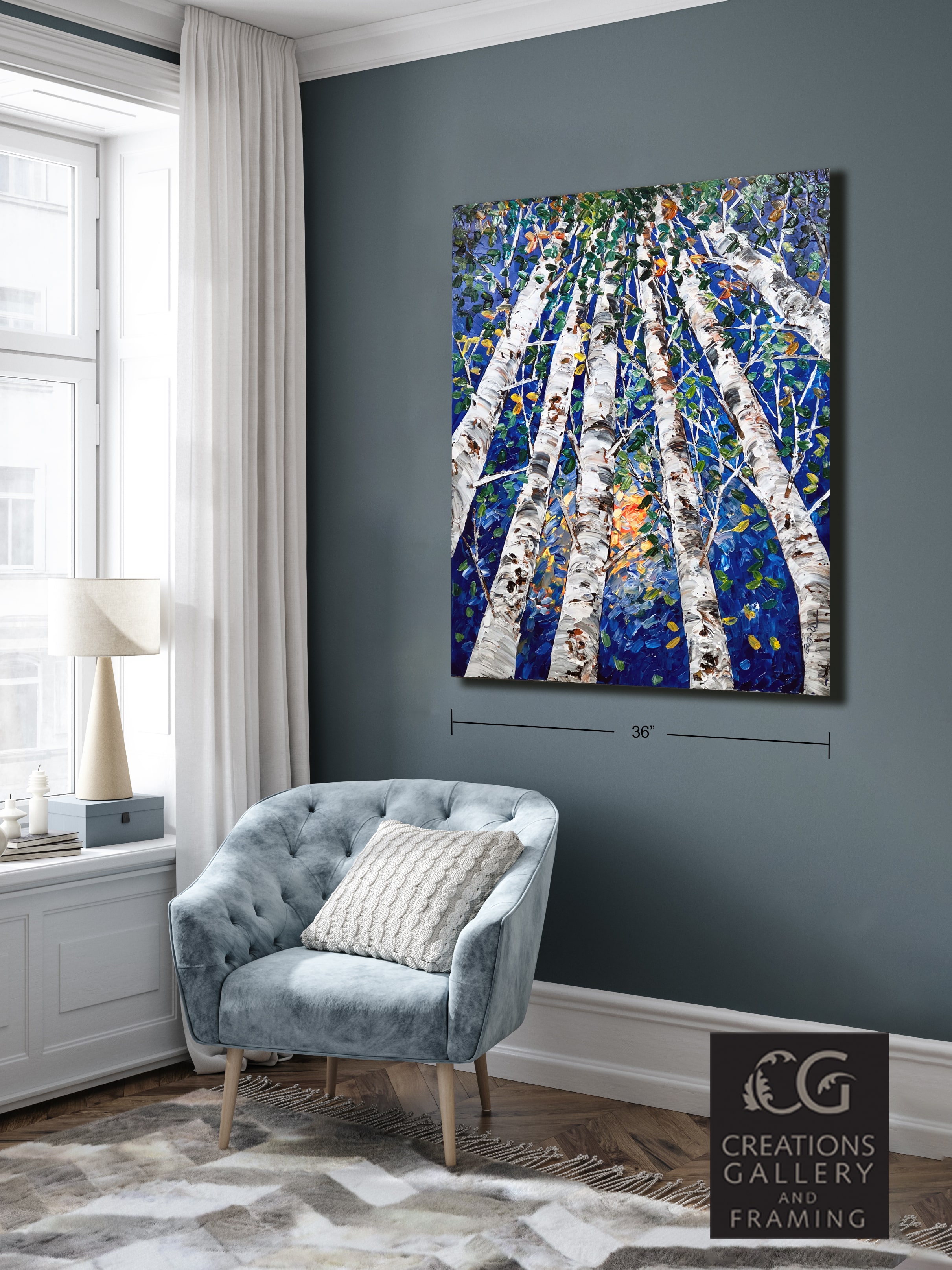 Maya Eventov Birch Looking Up Forests Glow 2 48x36 Room View 858