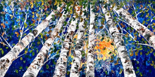 Maya Eventov Birch Looking Up Forests Glow 30x60