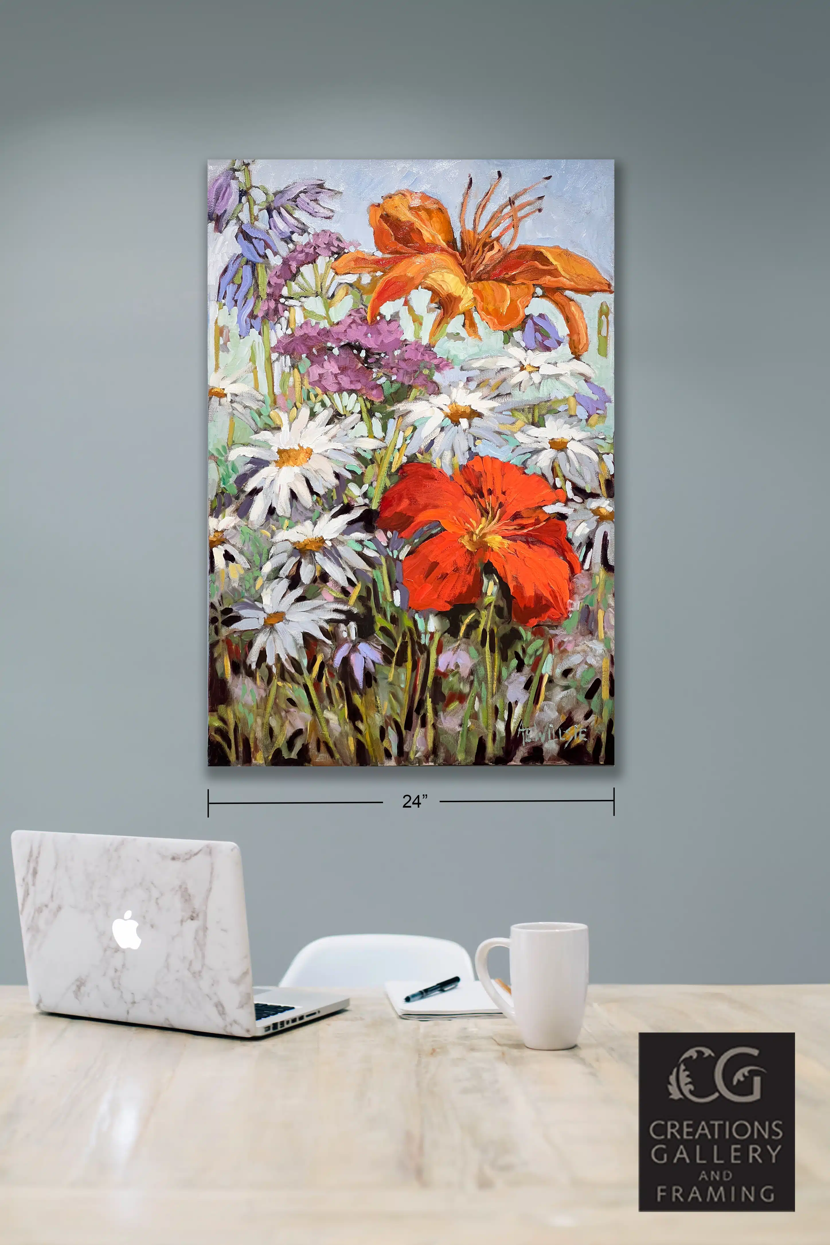 Ann Willsie Lillies and Daisies 36x24 Room View 8332