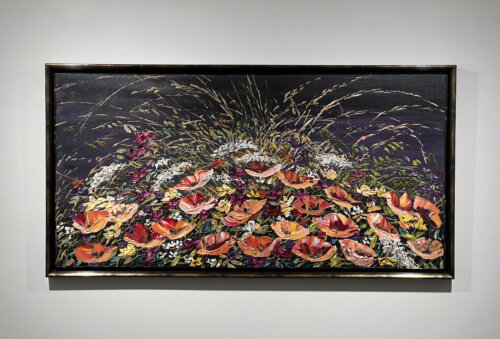 Maya Eventov Floral Poppies In Bloom 24x48 Framed